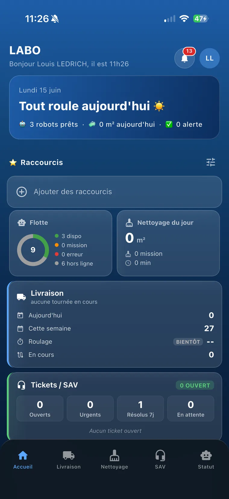 Tableau de bord Rodexus — supervision en temps réel