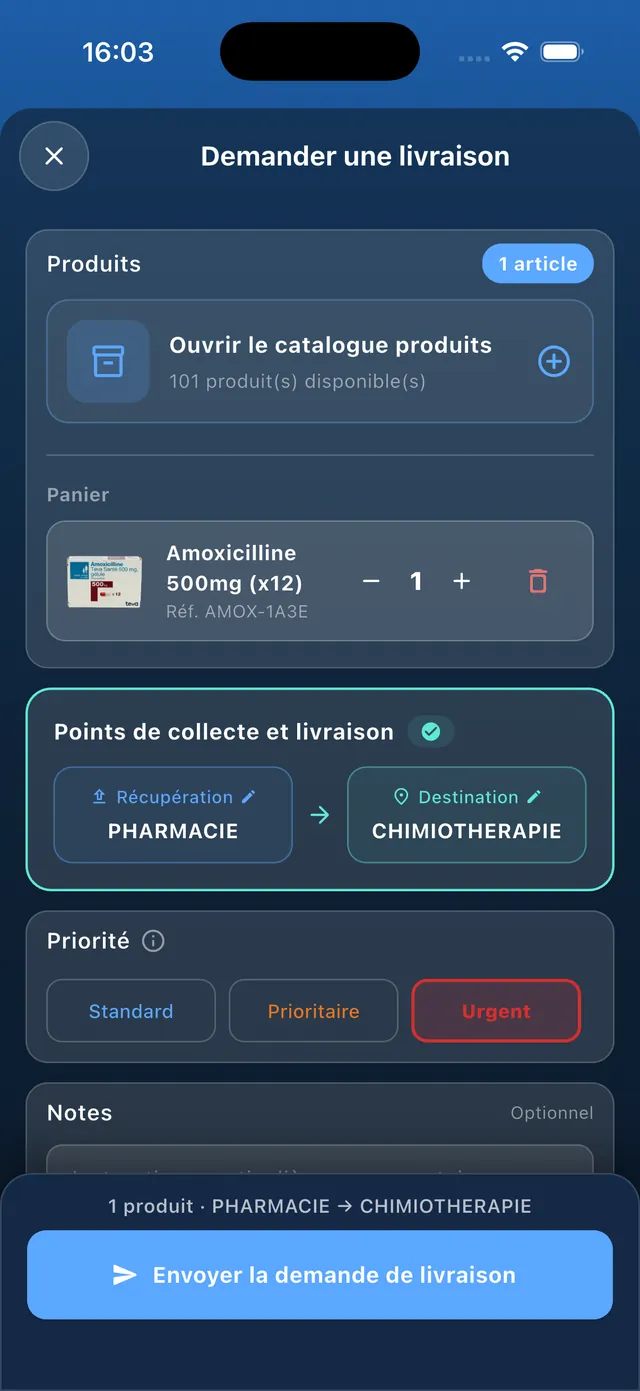 Demande de livraison